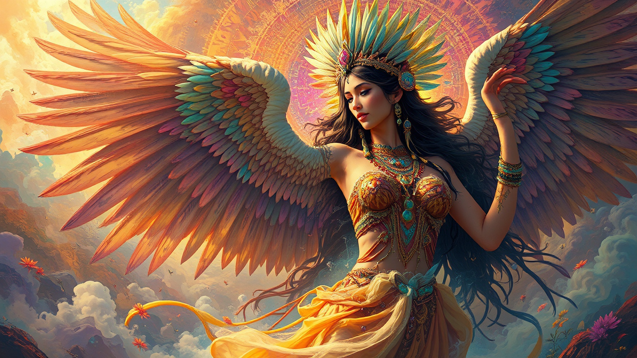 A dancing goddess surrounded