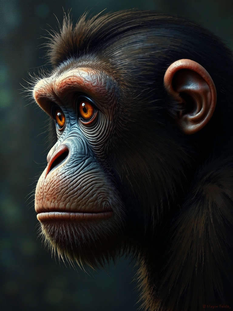 Ape in profile with