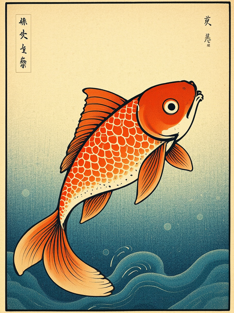 Whimsical Japanese woodblock print