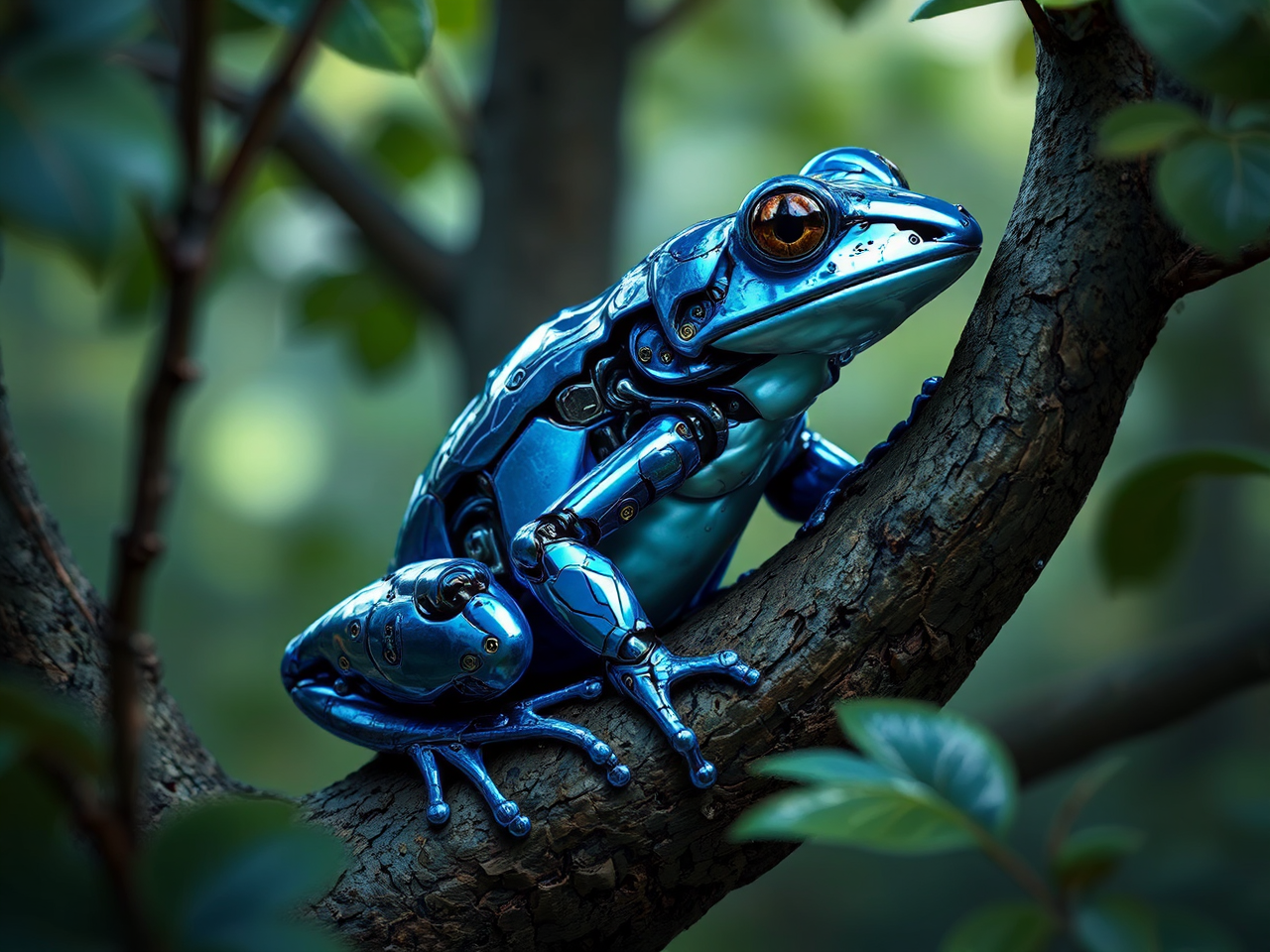 Blue metallic tree frog