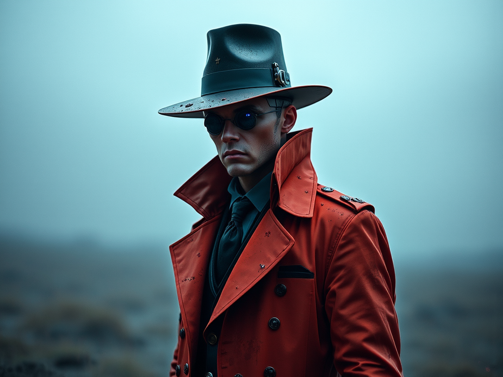 Mysterious figure in cyberpunk
