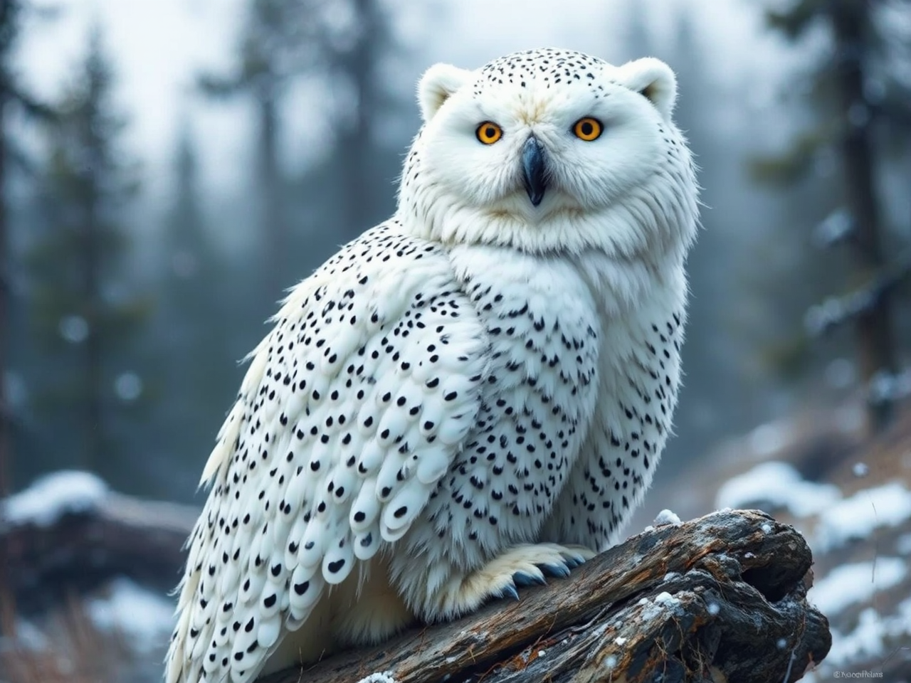 Snow owl and bear