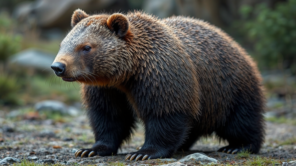 Wombat head on bear