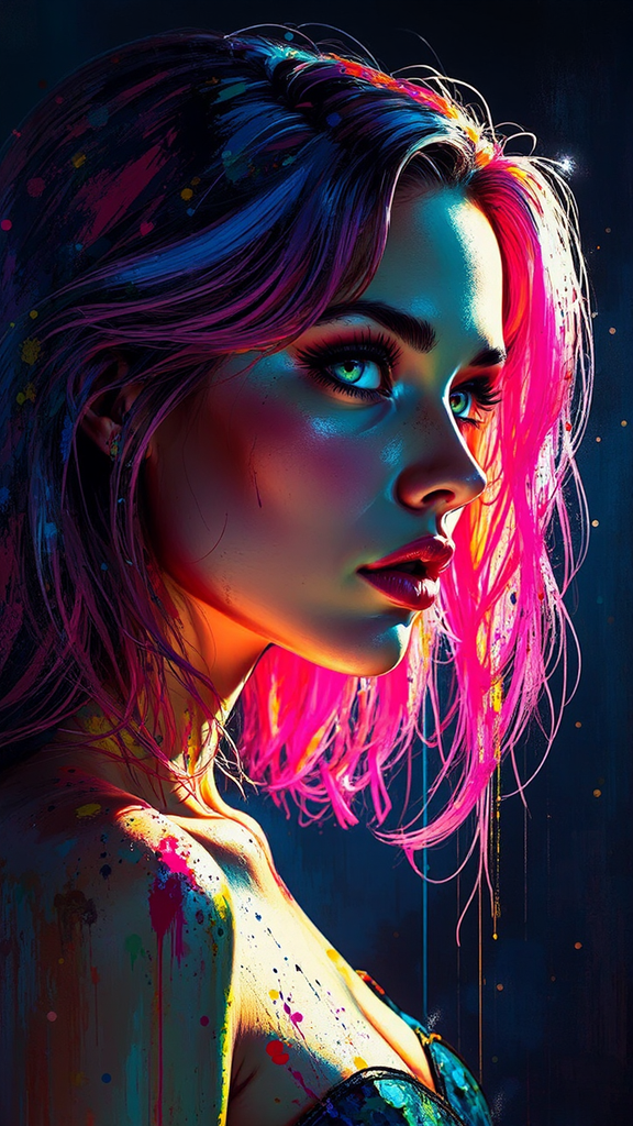 Cyberpunk goddess in vivid