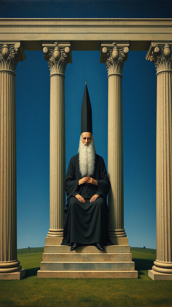 A man sits in