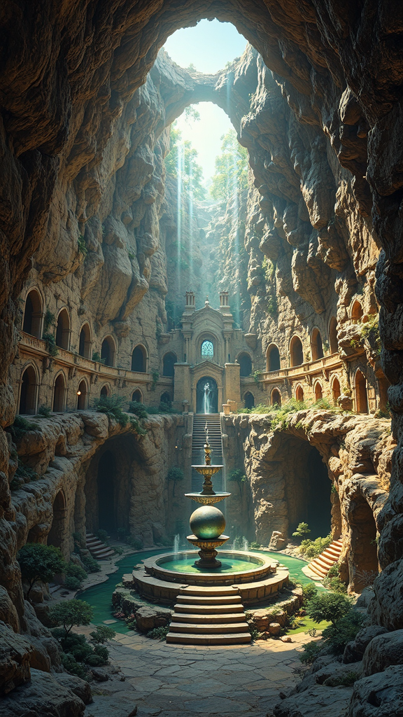Deep sinkhole in monastery