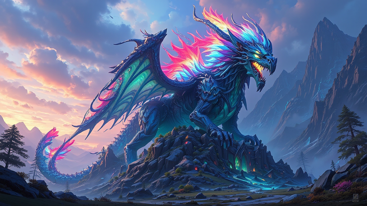 Flame-winged dragon mount with