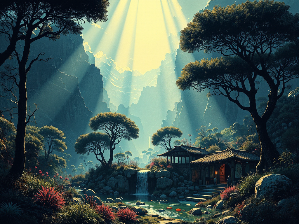 A serene desert oasis