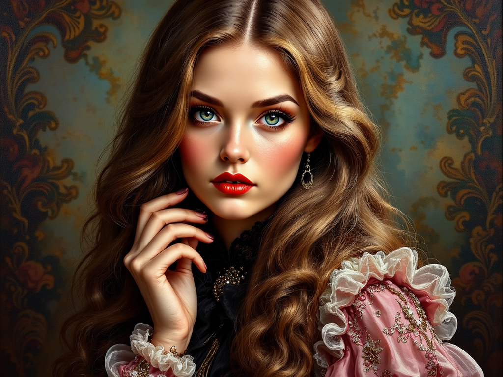 Woman in fancy Rococo