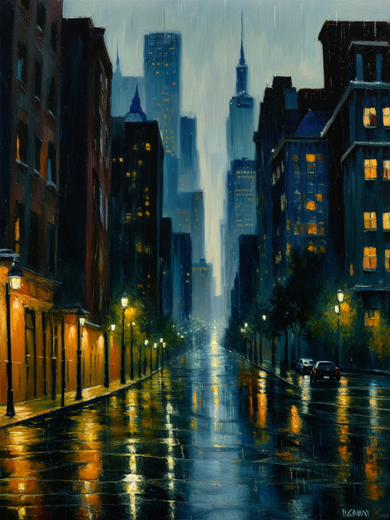 Cityscape at night in