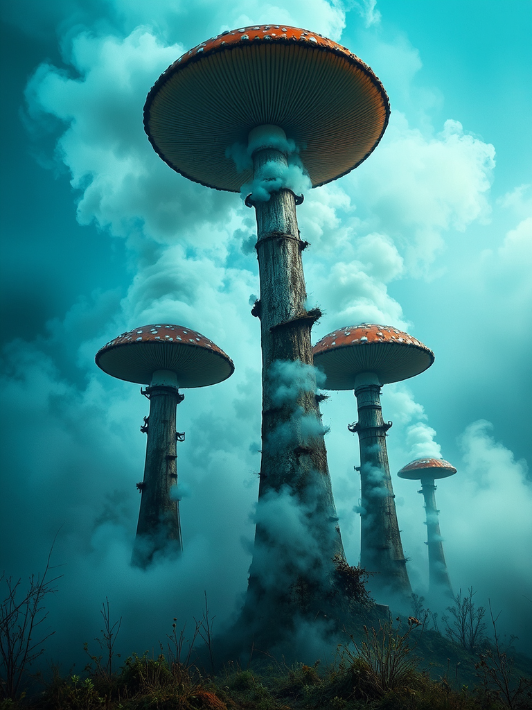 Industrial landscape with smokestacks