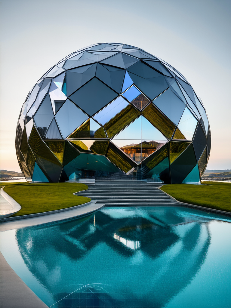 Geodesic landscape with metal