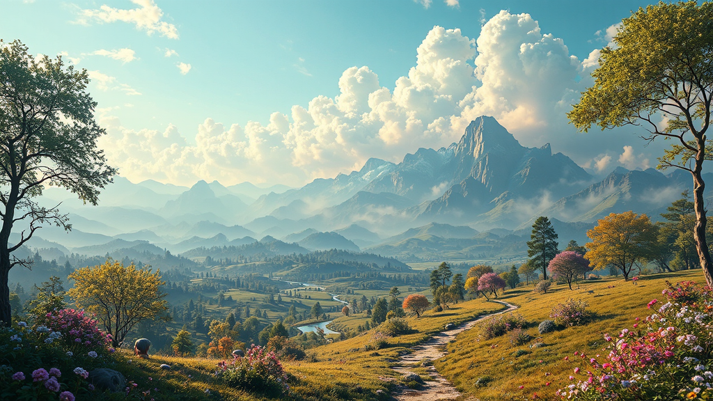 Hyper-realistic scenic landscape with