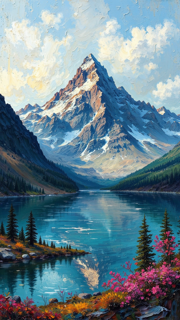 Mountain range with lake
