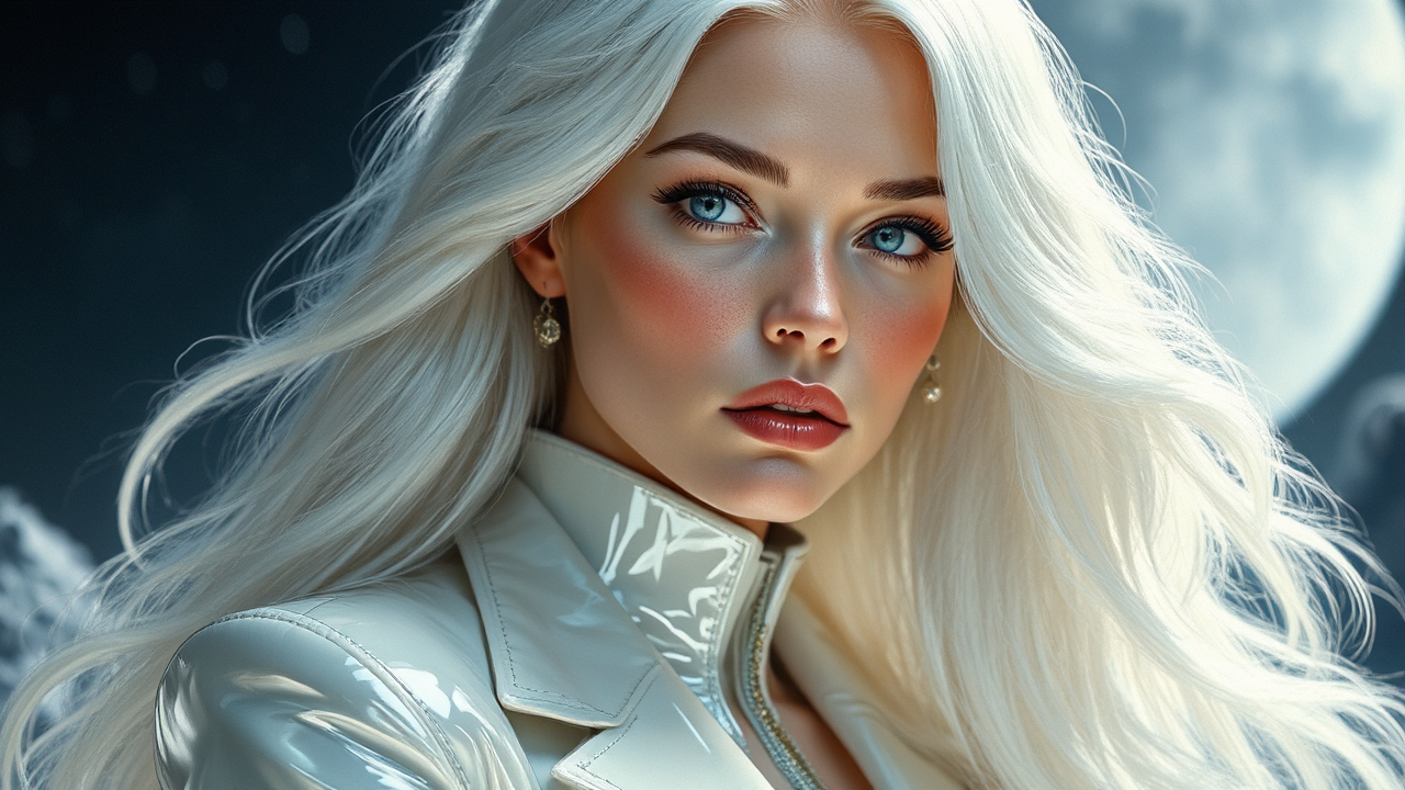 Woman in white leather
