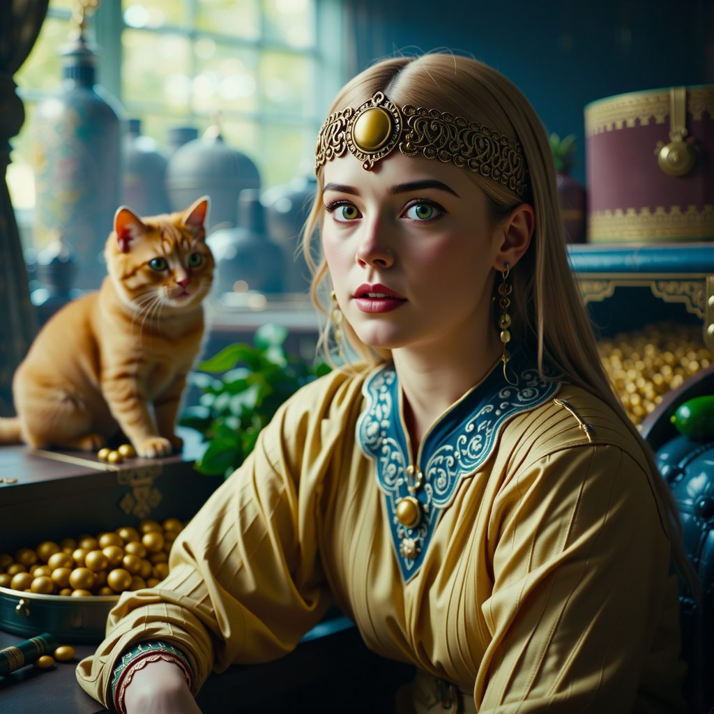 Viking woman with treasure