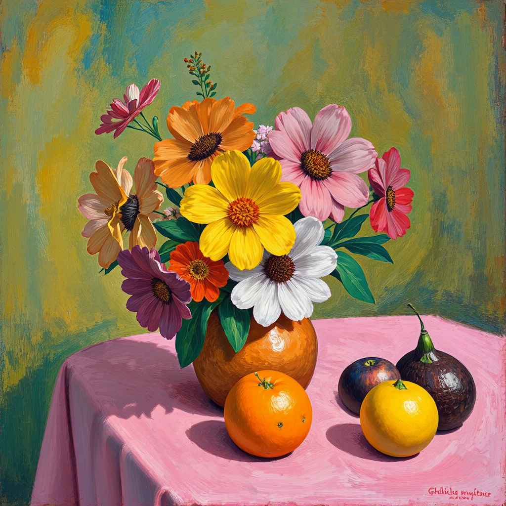 Gauguin-inspired still life with