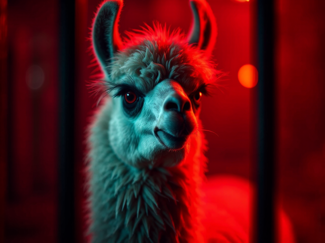 Llama in darkened prison