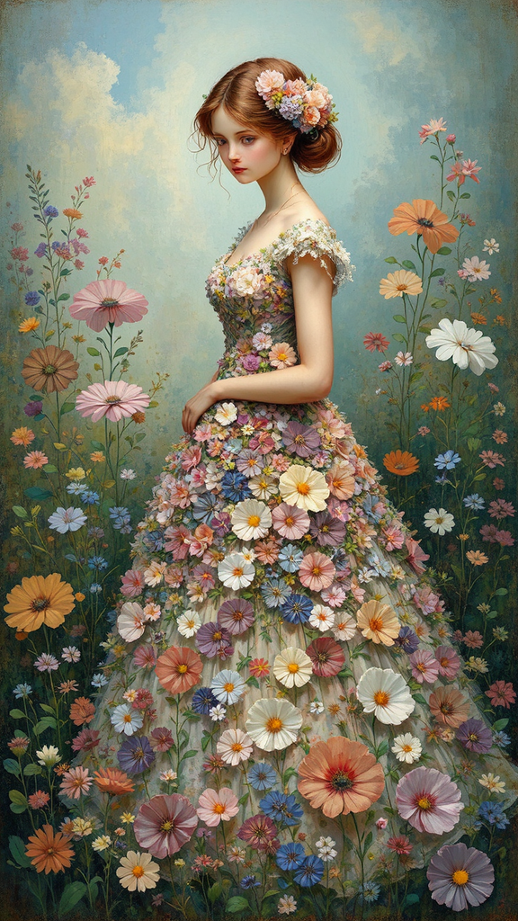 A woman surrounded by