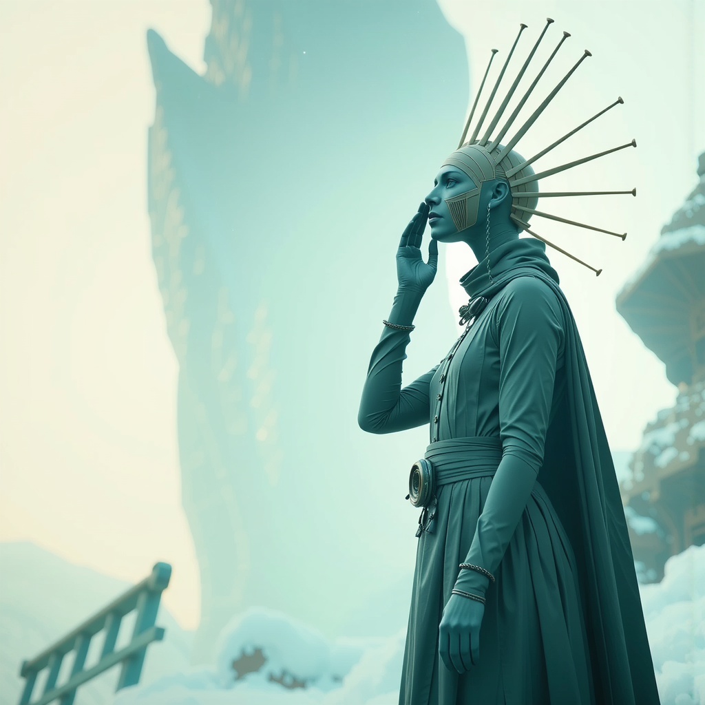 Priestess in winter snowy