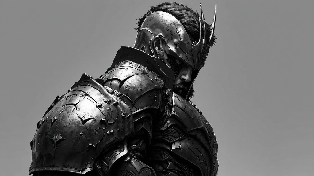 Male figure in greyscale