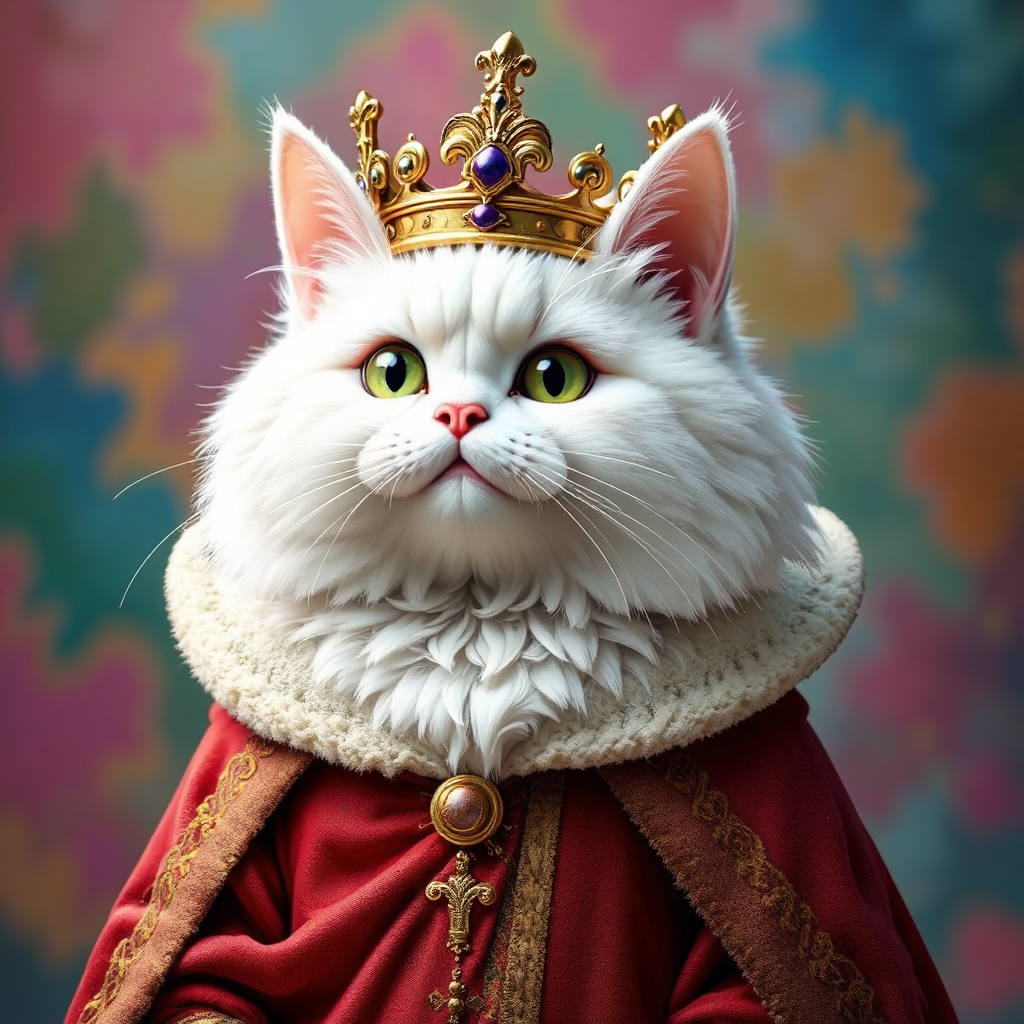 Fluffy cat in queen's