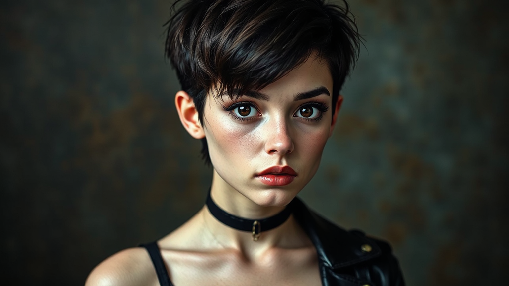 Woman with dark messy