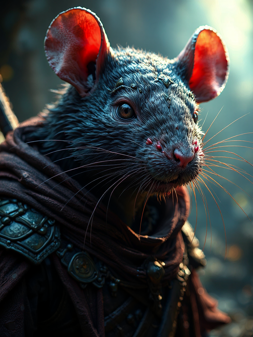 Highly detailed rat portrait.
