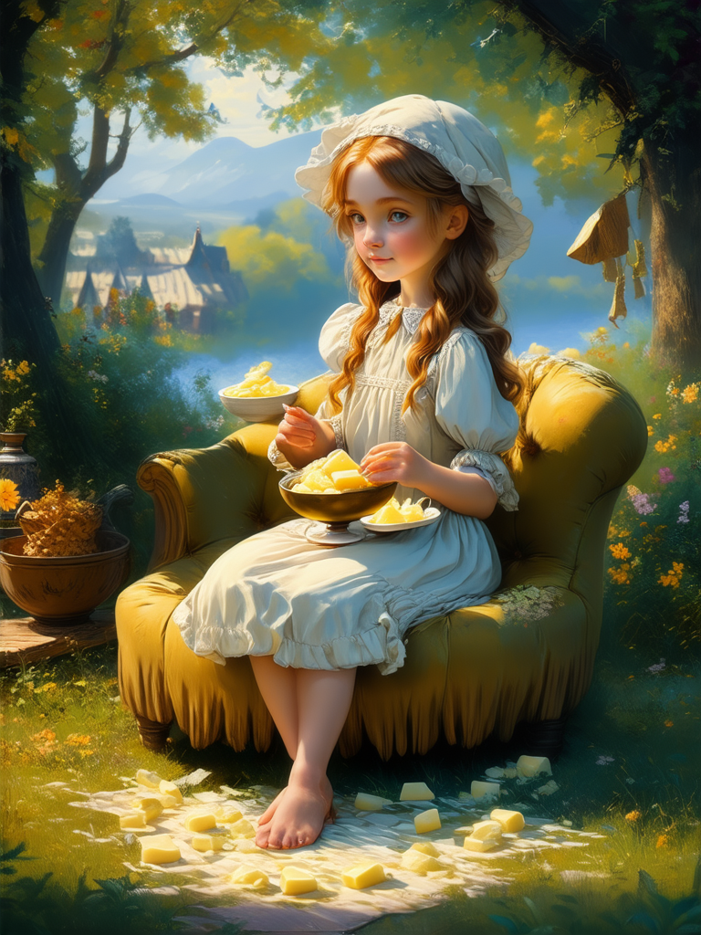 A girl eats on