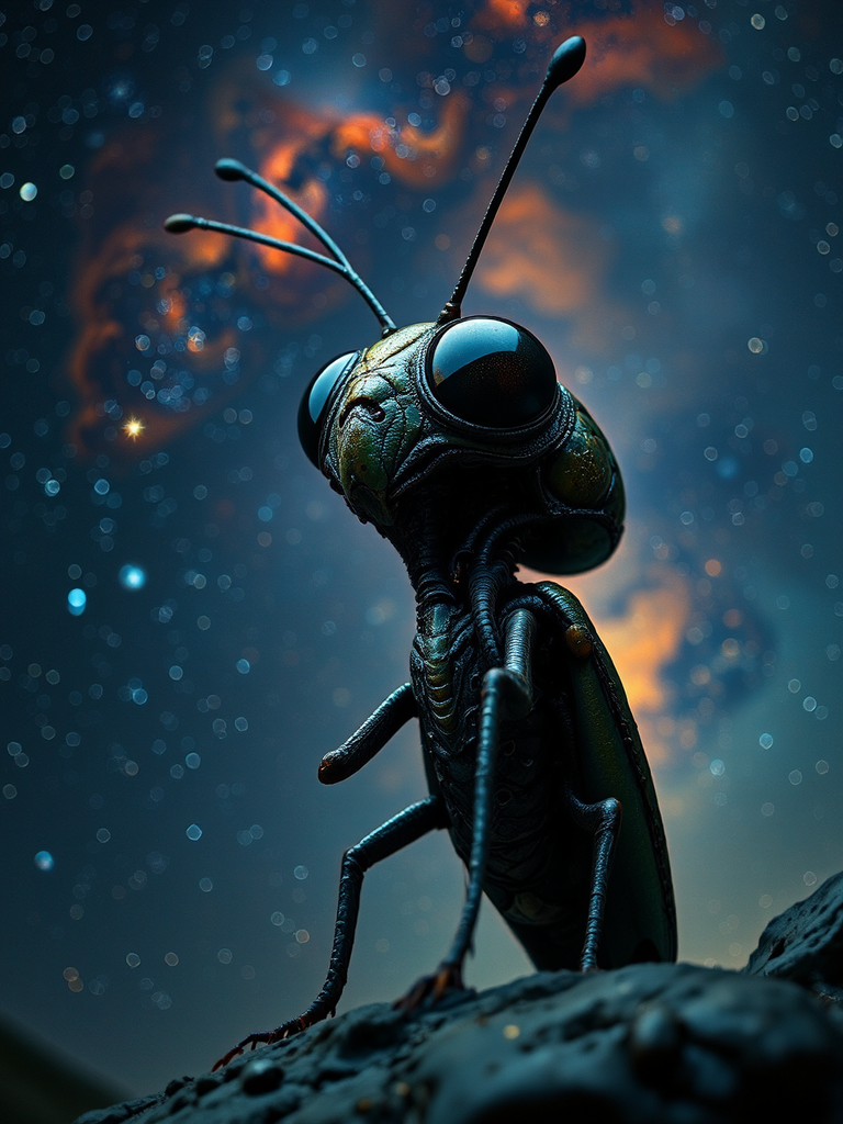 Alien-like creature gazes at
