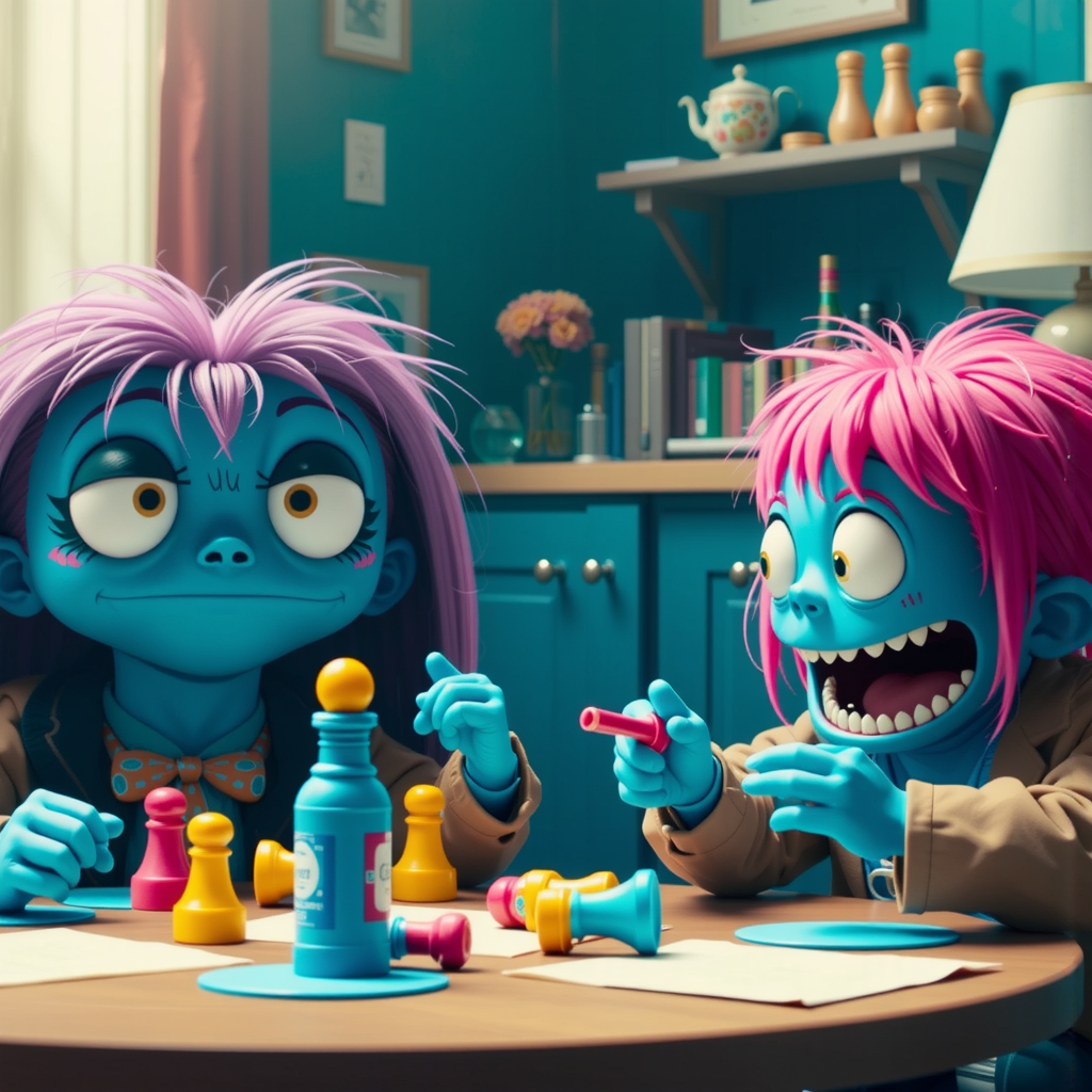 Monsters playing colorful board
