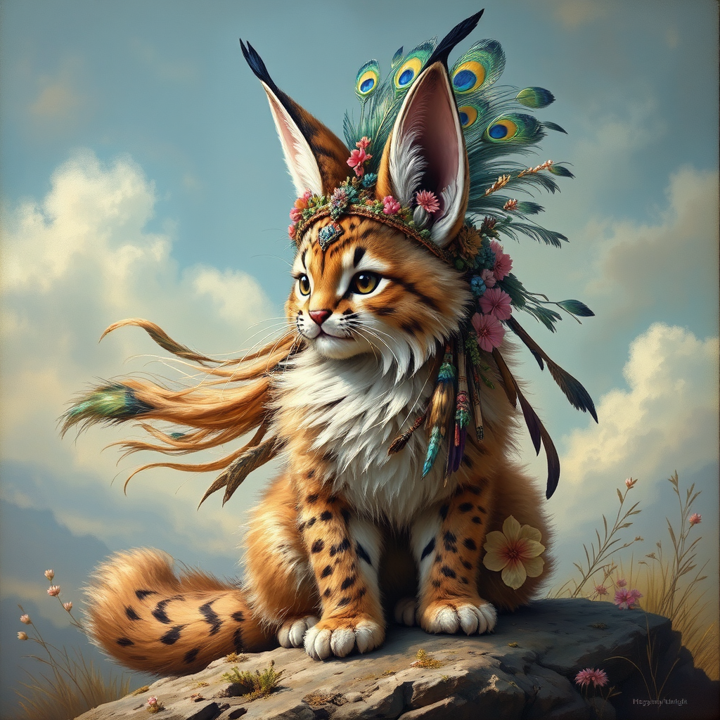 Fluffy lynx-bunny hybrid in