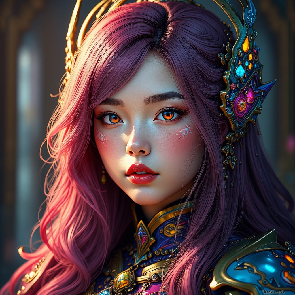 Colorful female holy mecha