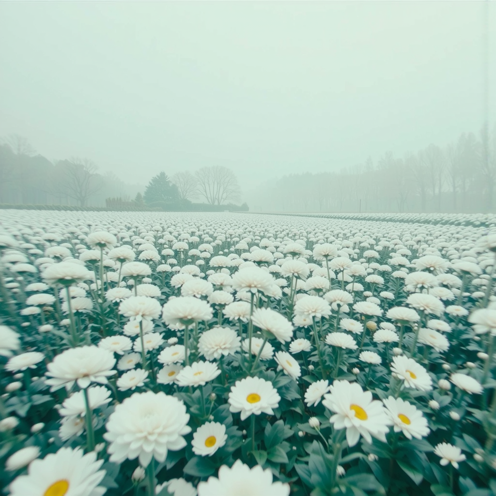 Snowy field with black