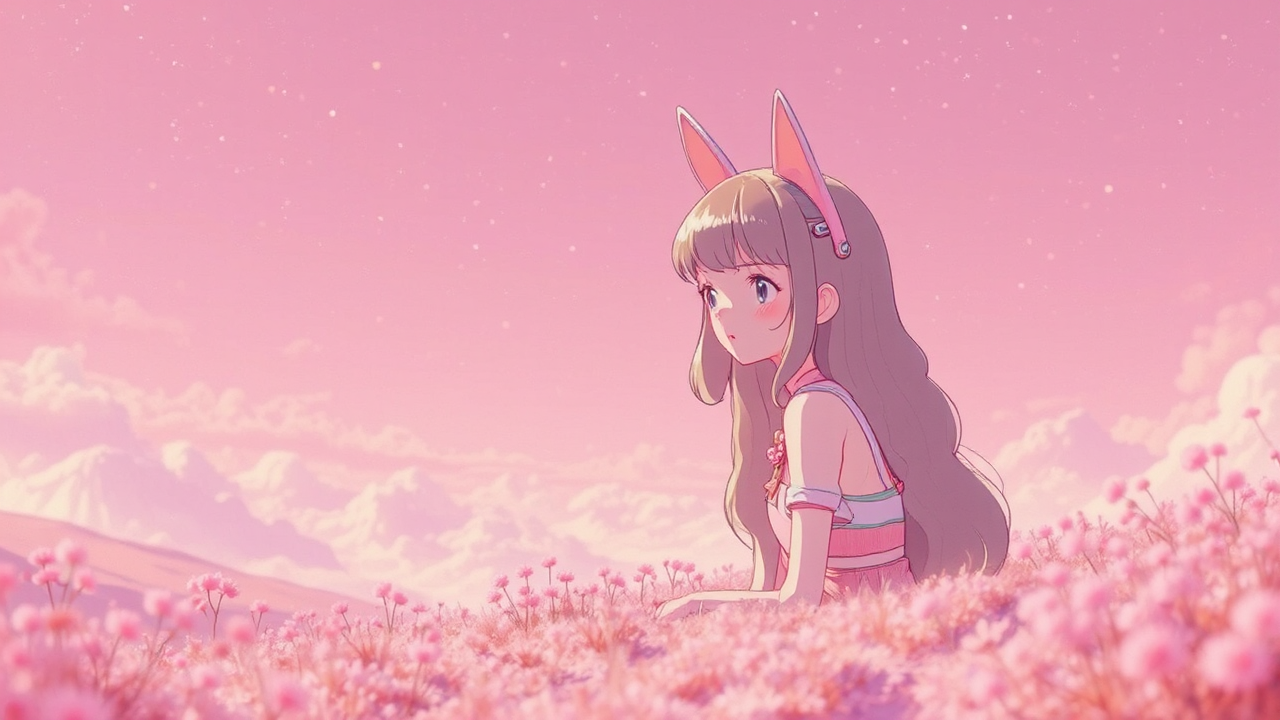 Pastel pink anime style