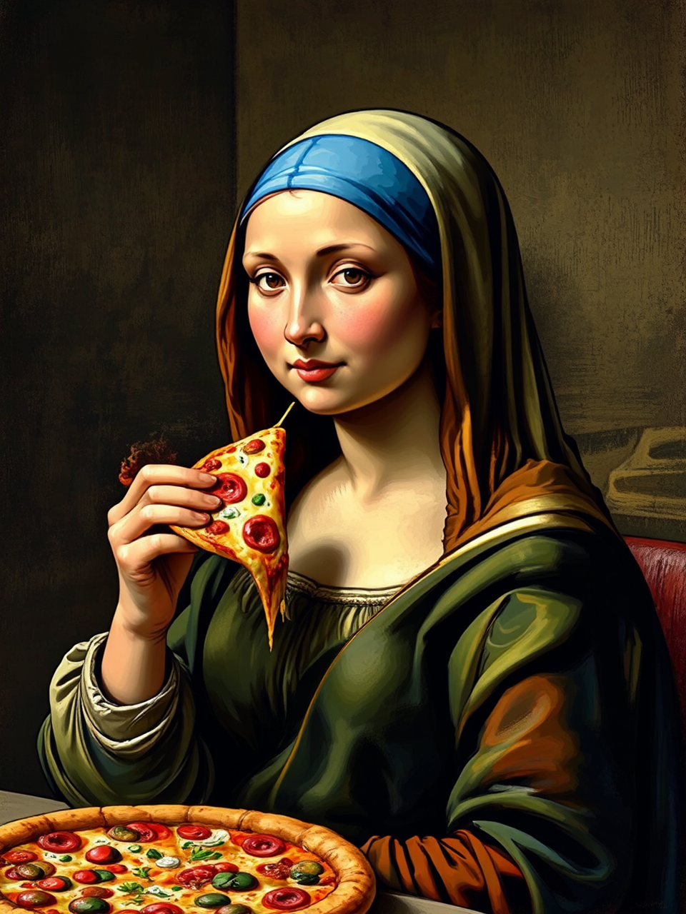 The Mona Lisa eats