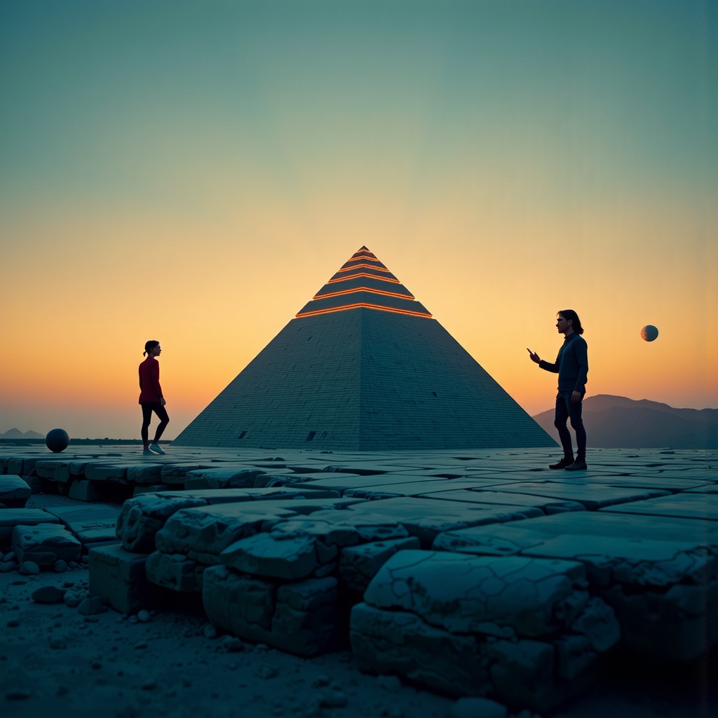 A CGI pyramid on