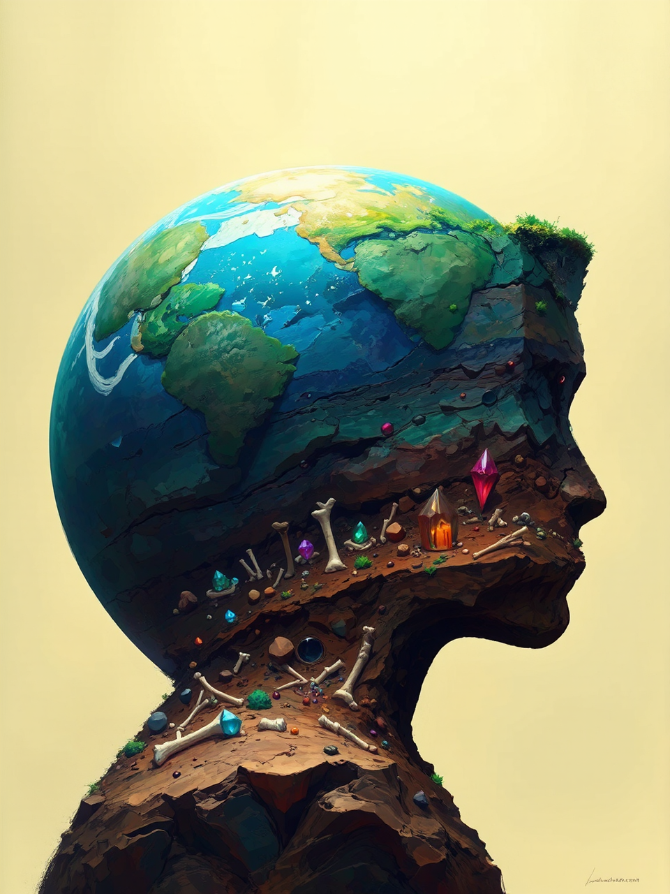 Side profile of Earth's