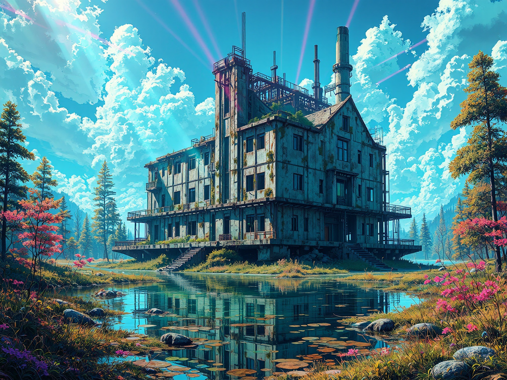 Floating city with old
