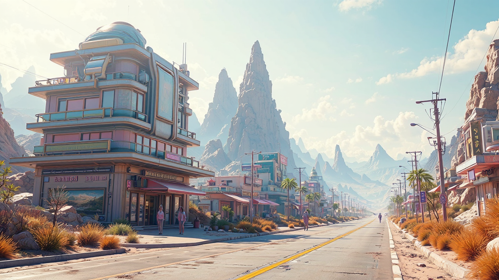 Hyper-realistic sci-fi landscape scene.