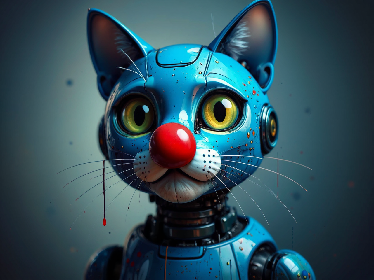 Blue robot cat with