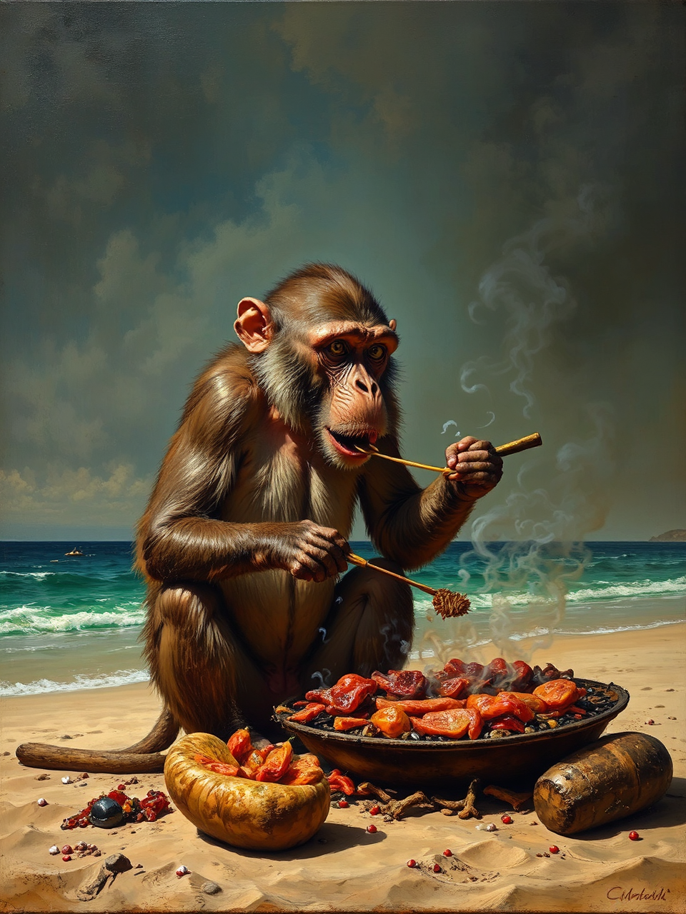 Oil painting of monkey