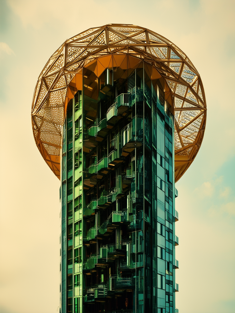 A surrealist cityscape with