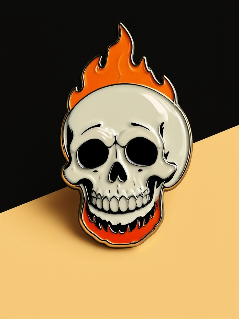 A minimalist smiling skull