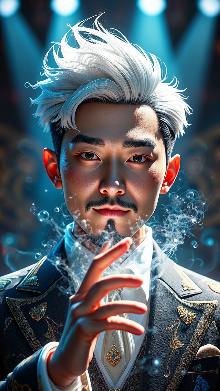 Asian male magician in