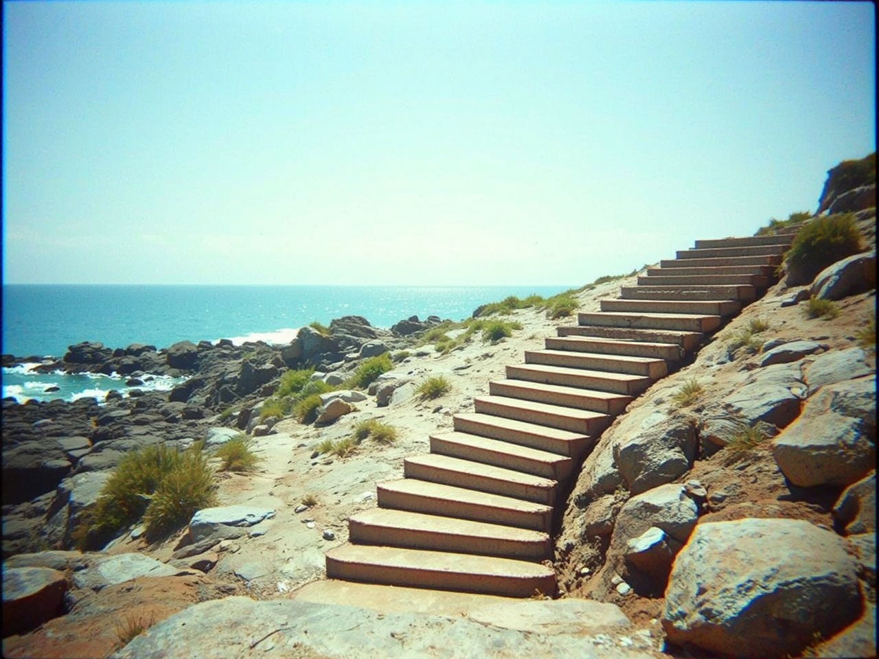 Seaside staircase with low-fi