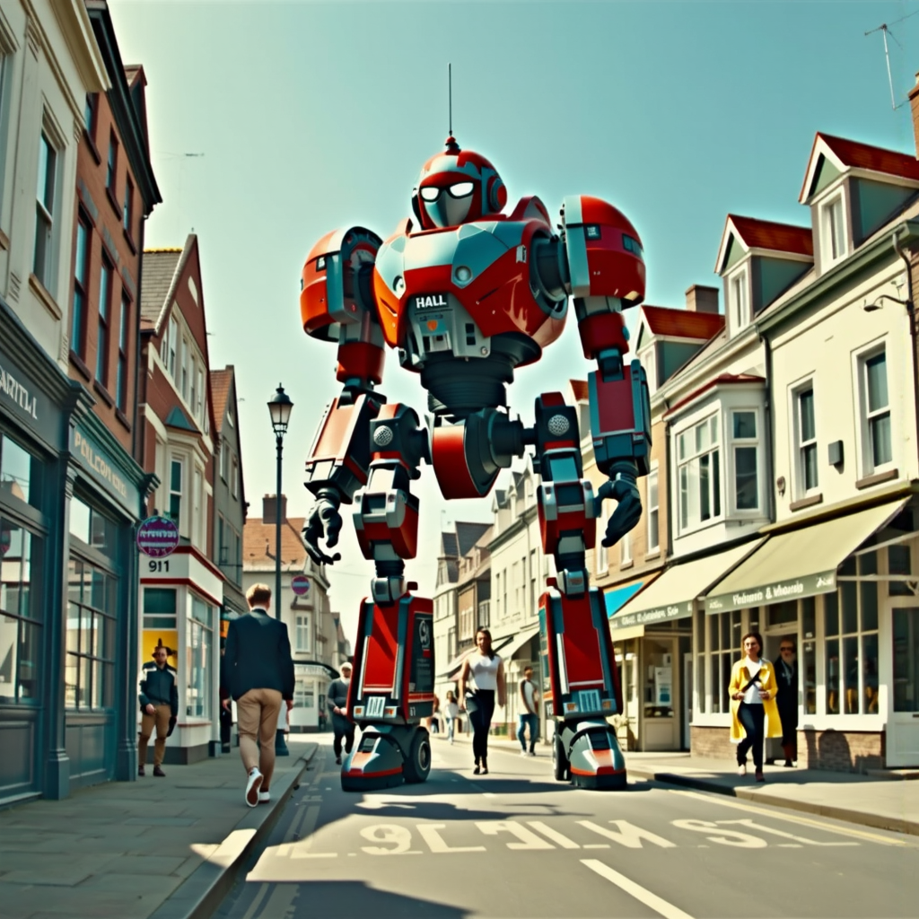 Giant robot stands in