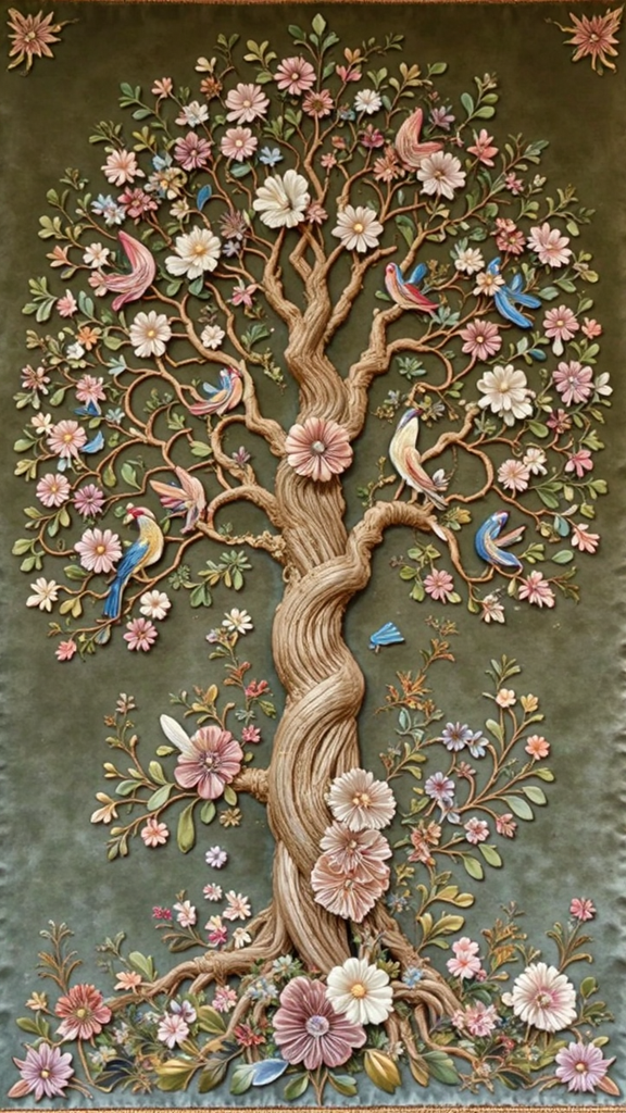 Embroidered tree of life