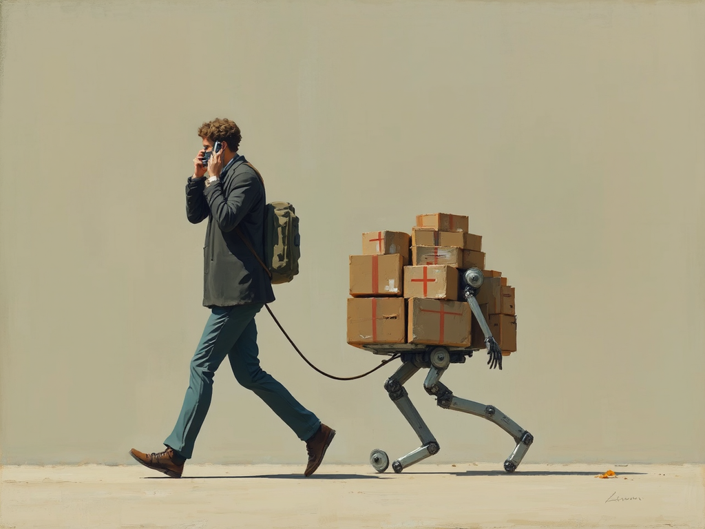 A person walks with