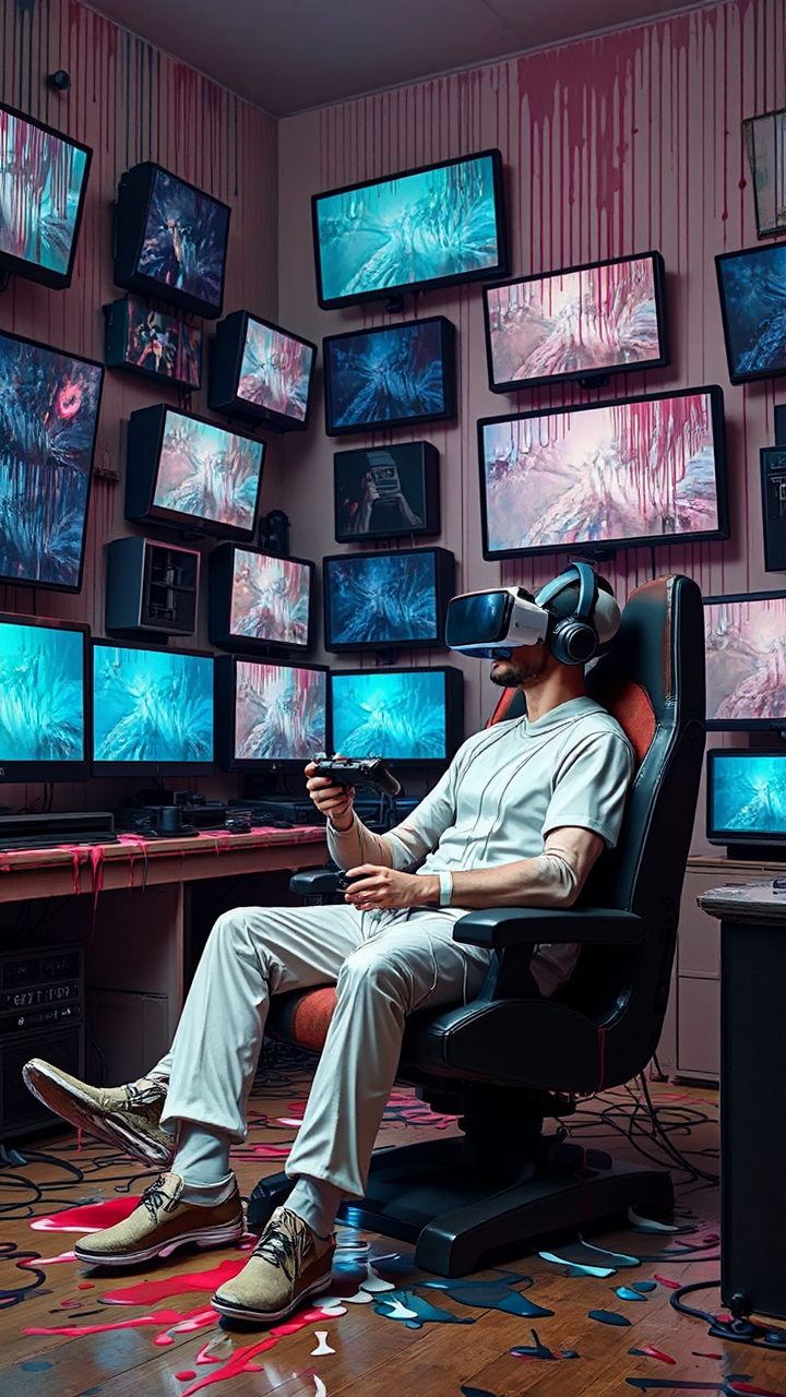 Man plays VR gaming
